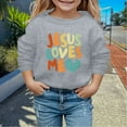 thumbnail image 2 of MIASHUI Chandail en Molleton pour Filles Hauts Sans Capuche Col Rond Imprimé Manches Longues, Gris, 7-8 Ans, 2 of 4