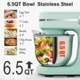 thumbnail image 5 of Electric Stand Mixer 6.5QT, 3-in-1 12-Speed Tilt-Head Household Mixer with Dough Hook, Beater, Whisk for Kitchen, Food Mixer for Baking Bread Cake and Most Home Cooks, Green, 5 of 9