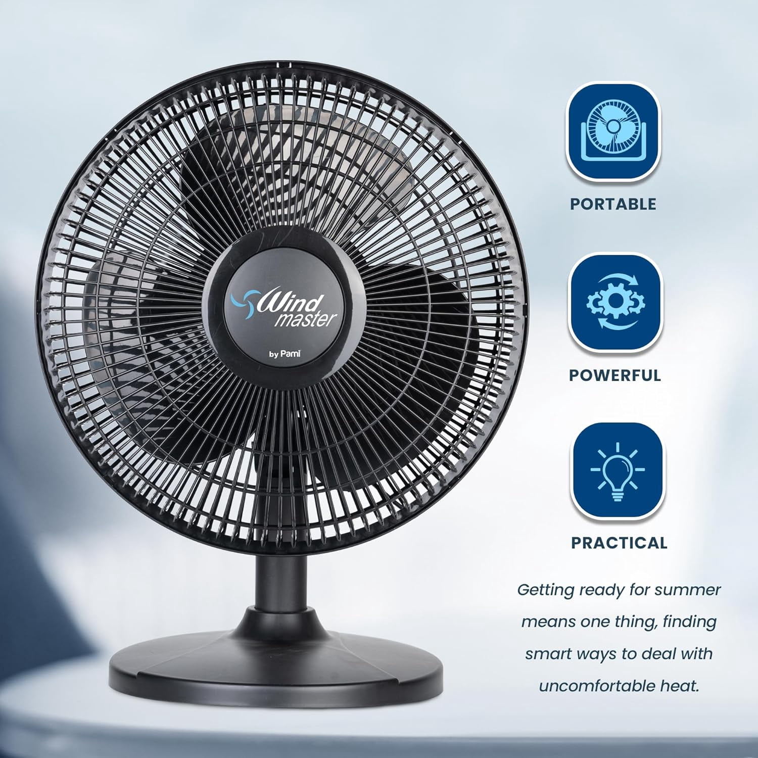PAMI 16" Oscillating Desk Fan, Portable Table