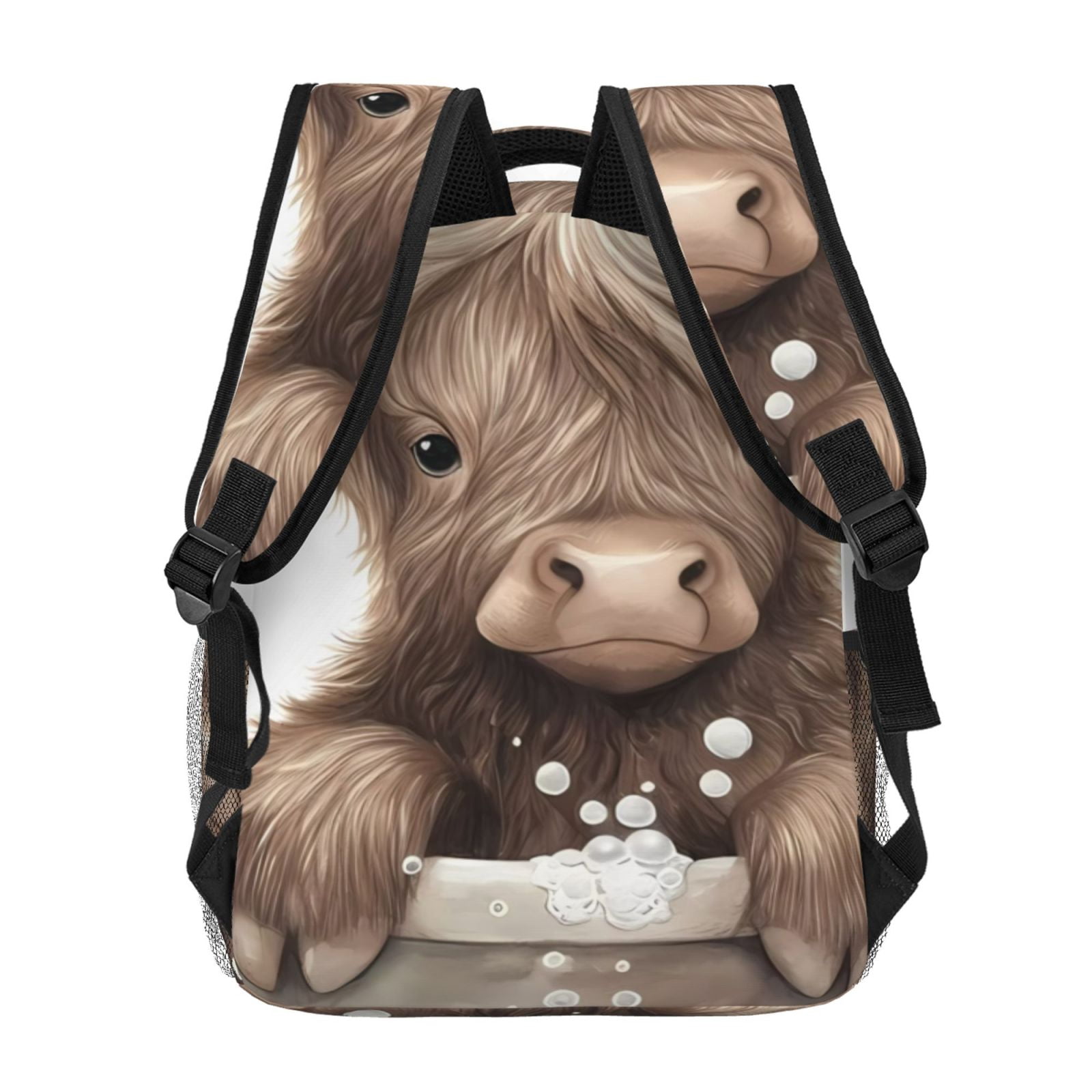 Ratiio Cute Cow Bath Print Eco-Friendly Casual Backpack, Water-Resistant Polyester Canvas Daypack with Smooth Zippers, Comfortable & Durable Travel Bag with Laptop Compartment