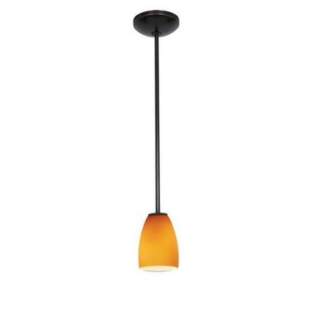 

Janine Sherry 28069-1R-ORB-AMB 1 Light Cone Glass Pendant in Oil Rubbed Bronze with Amber Glass