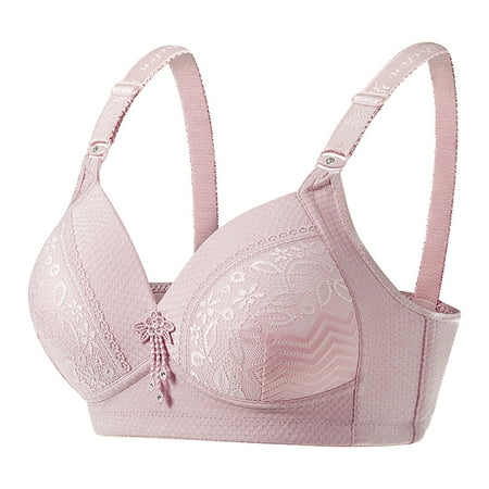 Pavied Push Up Bra Wireless Bras Seamless Bras Ladies Summer Solid Color Non Non Rim Thin Cotton Gathering Underwear Bra Cotton Bras Womens Bras Pink F