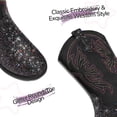 thumbnail image 3 of Dazzher Girls Black Glitter Cowgirl Boots Western Round Toe Mid Calf Side Zipper Boots for Toddler Little Big Kid, 3 of 5