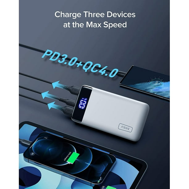 INIU Power Bank, 22.5W PD3.0 QC4.0 20000mAh USB C Portable Charger, Fast  Charge Display y Pack 