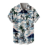 Frostluinai Savings Clearance 2024! Mens T-shirts Plus Size Shirts Floral Hawaiian Shirts Short Sleeve Button Down Beach Shirts