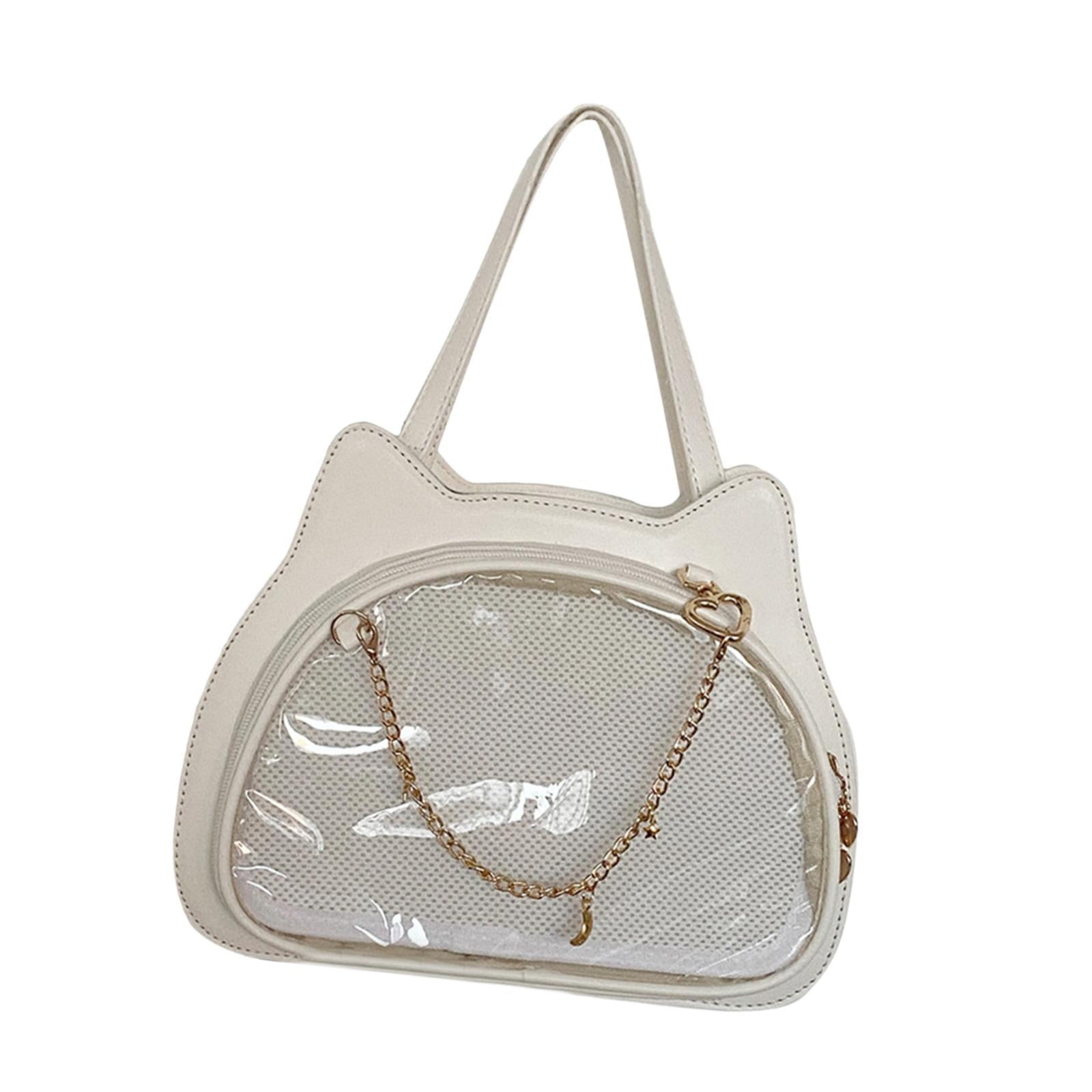 BLESIYA Cat Shape Shoulder Bag PU Leather Y2K Ita Bag for Ladies Women Birthday Gift White