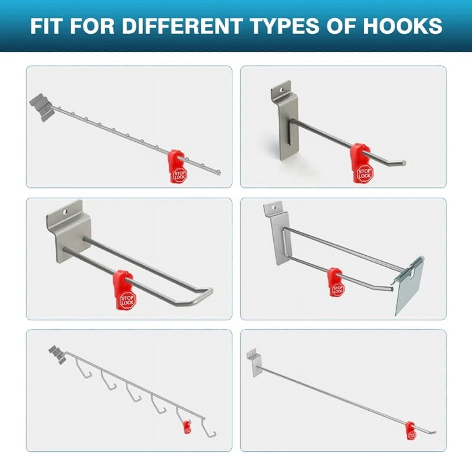 100pcs 6mm Anti-Theft Locks Device Retail Shop Supermarket Peg Hook Stop Lock Pegboard Safety Display Hook Lock Black