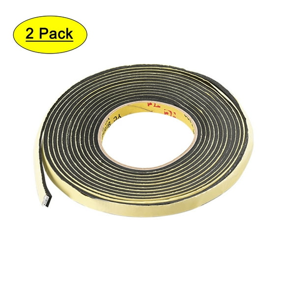 Sponge Tape EVA Single Sided Sealing Foam Tape, 5M Length, 10mm Width, 3mm Thick, Black 2Pcs