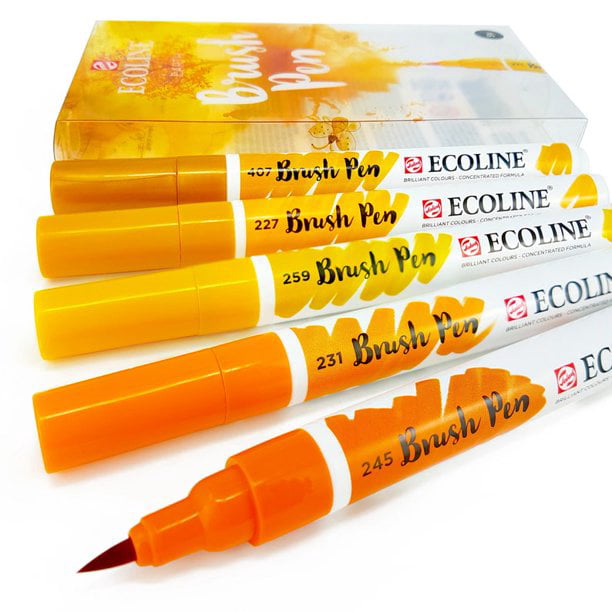 Politiebureau Pas op rijk Royal Talens Ecoline Liquid Watercolor Brush Pen, 5-Color Earth Tones Set -  Walmart.com