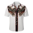 thumbnail image 5 of xfsWaSs Western Cowboy Shirts For Men Casual Button Down Short Sleeve Shirt Floral Embroidered Festival Shirts Holiday Celebration Retro Party Tops, 5 of 5