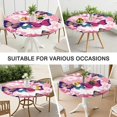 thumbnail image 7 of Pink Butterfly Flower Pattern Round Fitted Tablecloth with Elastic Edge,Dining Table Cover Waterproof,Outdoor Round Tablecloth for Camping,Dining,Indoor and Outdoor, 7 of 7