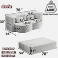 thumbnail image 2 of TICOZE 78 Inch Modern Floor Sofa with 2 Pillows, Convertible Teddy Fabric Sleeper Sofa Bed, Full Size Folding Mattress for Living Room and Guest Room, Beige White, 2 of 12