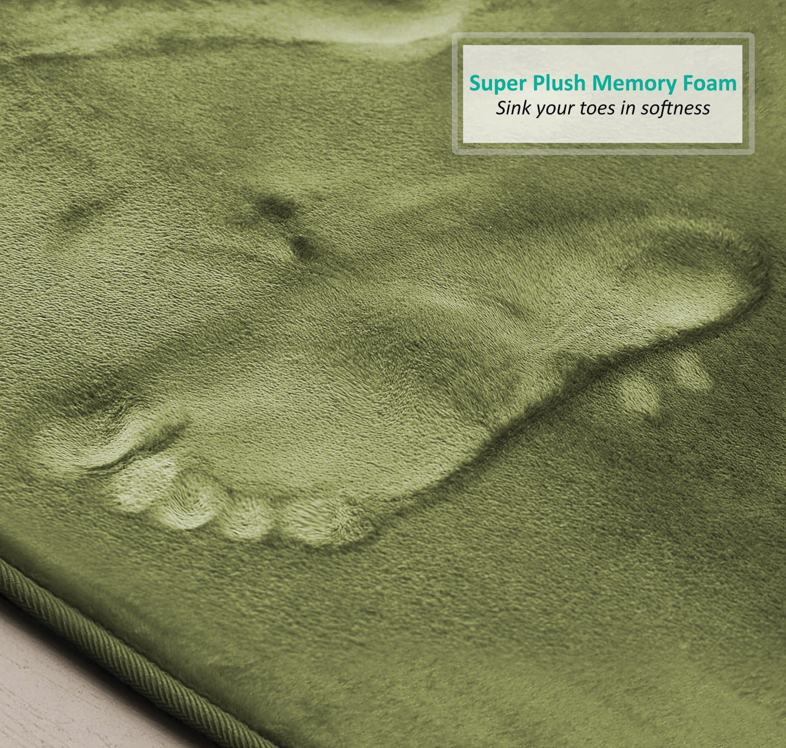 Clara Clark 2 Piece Premium Memory Foam Bathroom Mat Set, Set of 2 20x32 inch Bath Rugs, Sage Green