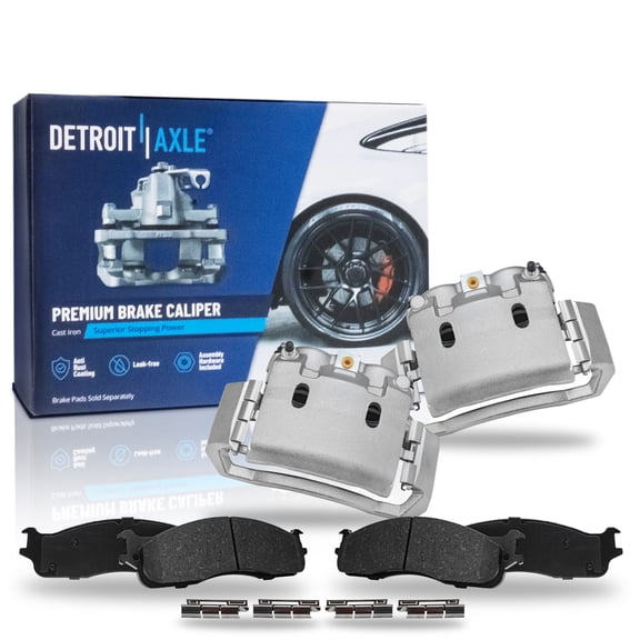 Detroit Axle - Front Brake Kit for 2003-2008 Dodge Ram 2500 3500 Disc Brake Calipers and Ceramic Brake Pads 2004 2005 2006 2007 Replacement