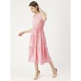 thumbnail image 3 of Moomaya Solid Cotton Sleeveless Dress, V-Neck Smocked Waist Tiered Midi Dress, 3 of 8