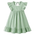 thumbnail image 5 of Fancifize Girls Summer Dresses Cute Ruffle Sleeve Flowy Dress Cotton Linen Casual Crew Neck Trendy Outfits Beach Vacation Clothes for Kids, 5 of 5
