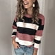 thumbnail image 4 of Suéter de punto con rayas de colores contrastantes para mujer, suéter holgado de estilo europeo y americano para otoño e invierno, 4 of 6