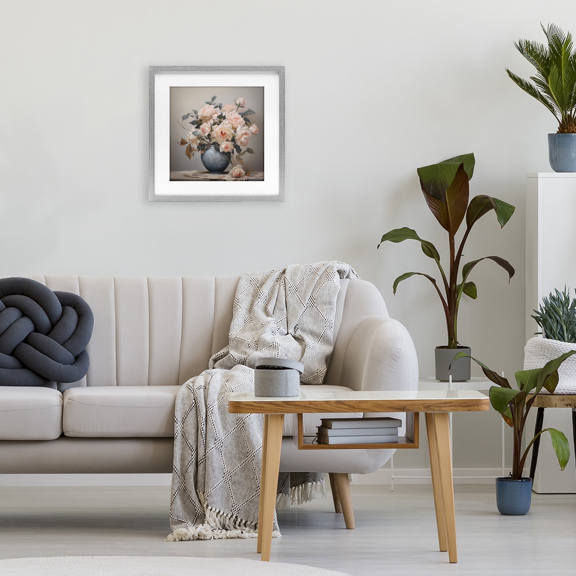 Stupell Industries Rose Paragon Vase Gray Framed Print Under Glass, design by Steve Hunziker