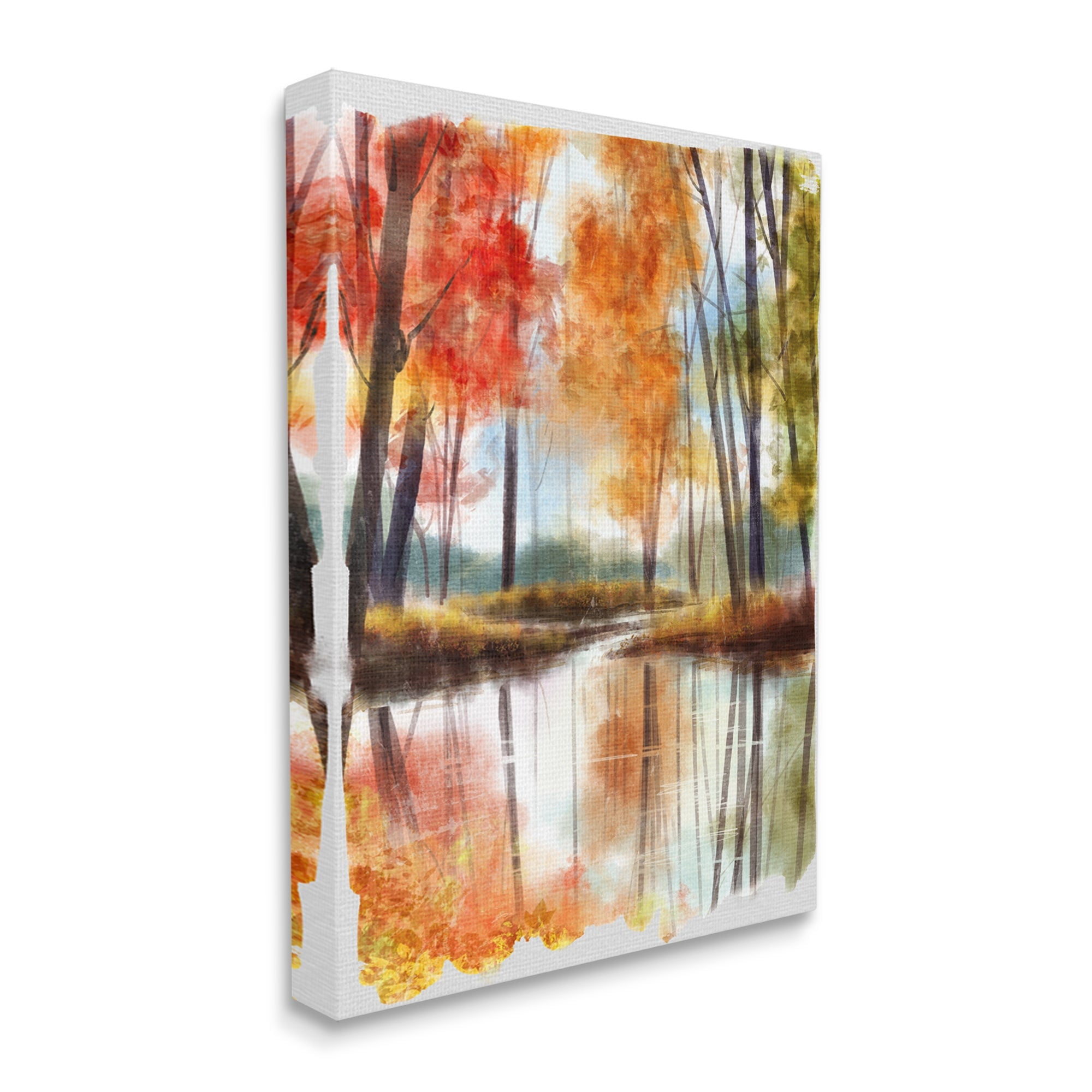 Stupell Industries Autumn Lake Reflection Open Meadow Fall Foliage Trees, 16 x 20,Design by Ziwei Li