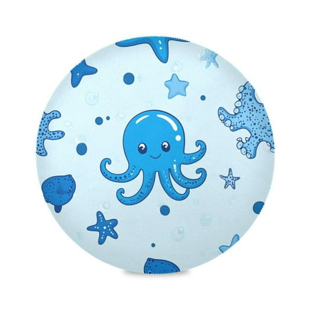 

Round Placemat Set 15.4 Inch Diameter Table Mats Heat-Resistant Decorative for Dining Tables Blue Cute Sea Creatures