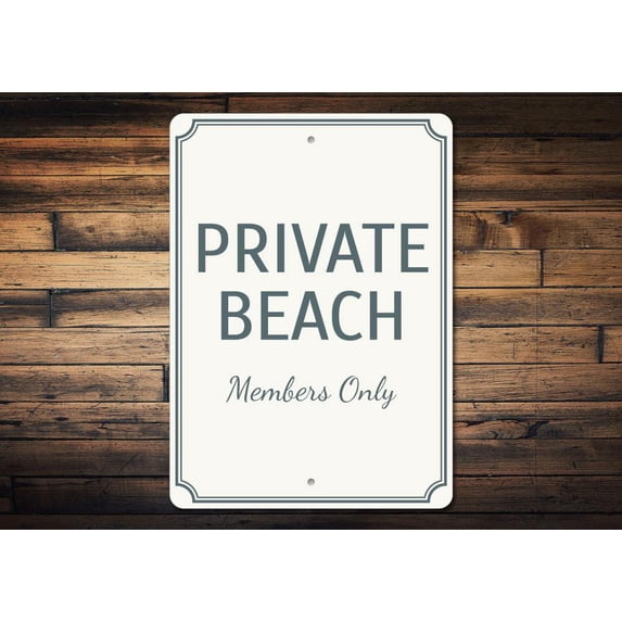 Private Beach Novelty Sign, Metal Wall Decor - 10x14 inches