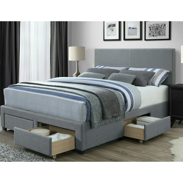 Dg Casa Kelly Panel Bed Frame With, King Size Bed With Upholstered Headboard And Storage