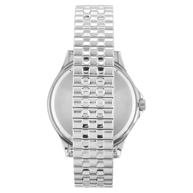 mon George Men's Two-Tone Expansion Watch Silver Tone Bracelet White