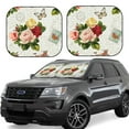 thumbnail image 2 of Bingfone Vintage Bike Flower Butterfly Print 2-Piece Sun Shade Front Windshield - Foldable Car Front Window Sunshades For Most Sedans Suv Truck - Small, 2 of 7