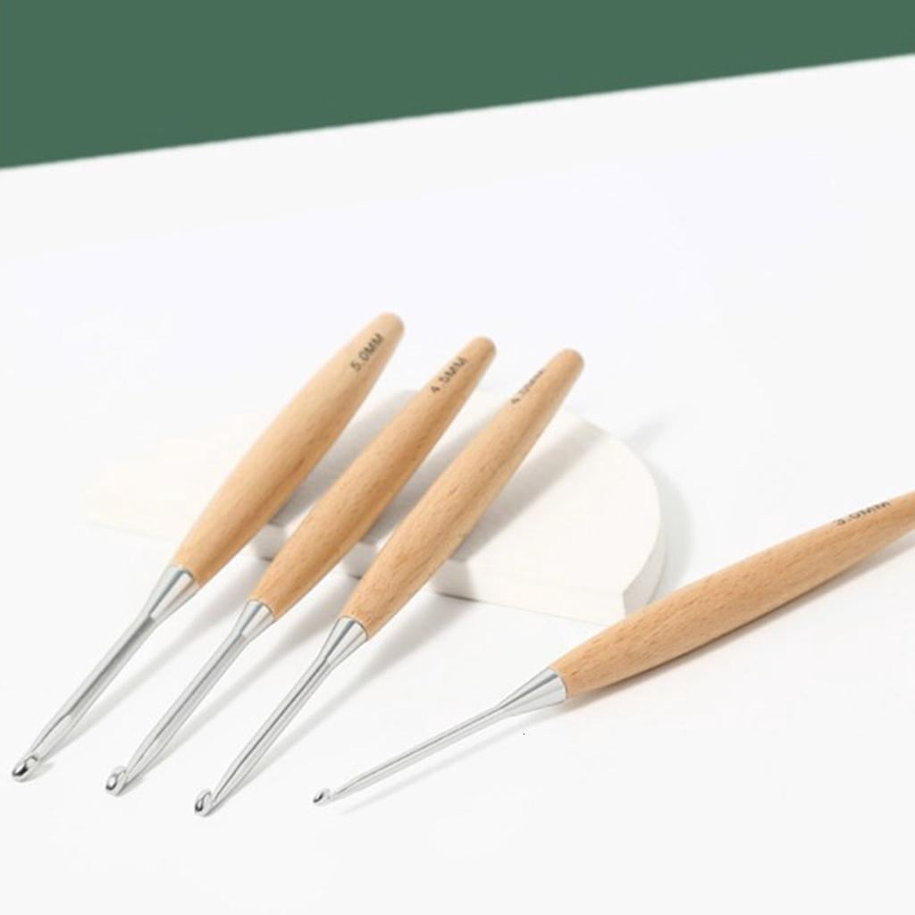 Youthyao 7Pcs Crochet Hooks Set ErgonomicW00denGrip Handles, Crochet Needle with Storage Bag for Hand Knitting