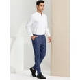 thumbnail image 4 of Pantalones de vestirrayas casuales pahombre Pantalones ajustados de color en contraste con frente plano y corte ajustado Azul Oscuro 3XL, 4 of 6