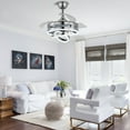 thumbnail image 7 of Cusp Barn 36" Retractable Ceiling Fan with Lights, Modern DIY Shape LED Ceiling Light with Remote Control and ABS Blades for Bedroom Living Room, 7 of 7