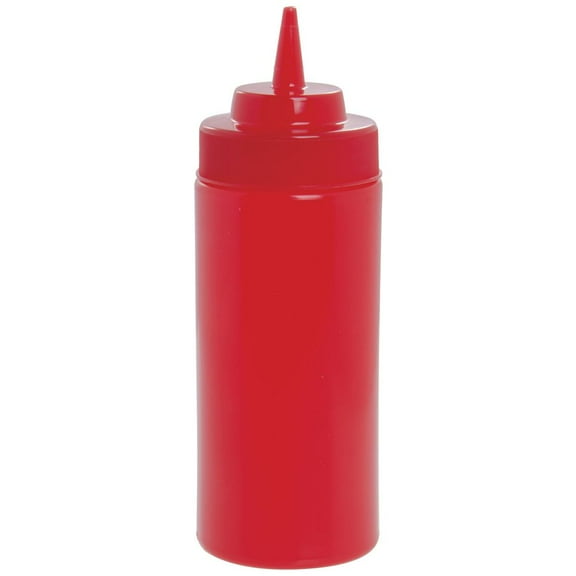 TableCraft Wide Mouth Squeeze Bottle Red, 16 oz, Plastic | 6/Pack