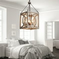 thumbnail image 2 of 4-Light Farmhouse Wood Chandelier Rustic Kitchen Pendant Light Fixture Square Wooden Ceiling Hanging Lighting for Dining Room, Island, Foyer,, 2 of 7