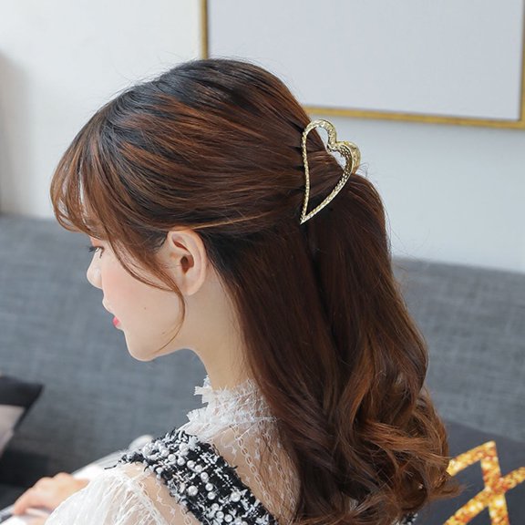 NICEXMAS Girls Hair Accessories Metal Hair Claw Gold 1Set Heart Shaped