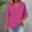 Hot Pink, variant on Cotton Linen Tops for Women Summer Loose Fitted 3/4 Length Sleeve Blouses Dressy Casual Button V-Neck Shirt
