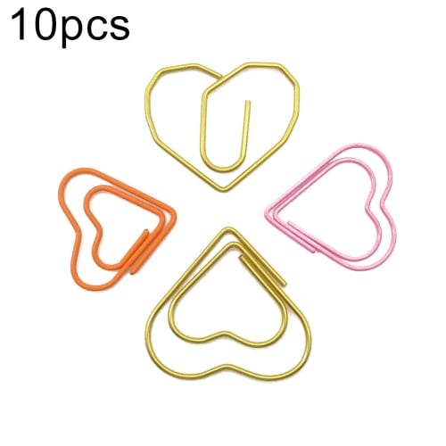 10Pcs Cartoon Wrapped Heart Paper Clips Stationary Office Supplies Random Color