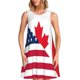 thumbnail image 1 of Easygdp USA Canada Flag para Vestido Transpirable de Mujer, Vestido Suelto de Manga Corta con Pliegues y Bolsillos para el Verano, 1 of 7