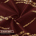 thumbnail image 3 of Yakamok Blackout Curtains for bedroom - Wave Line with Dots Gold Print Design Noise Reducing Thermal Insulated Solid Ring Top Blackout Window Drapes for Livingroom (2 Panels, 52 x 63 Inch, Burgundy), 3 of 6