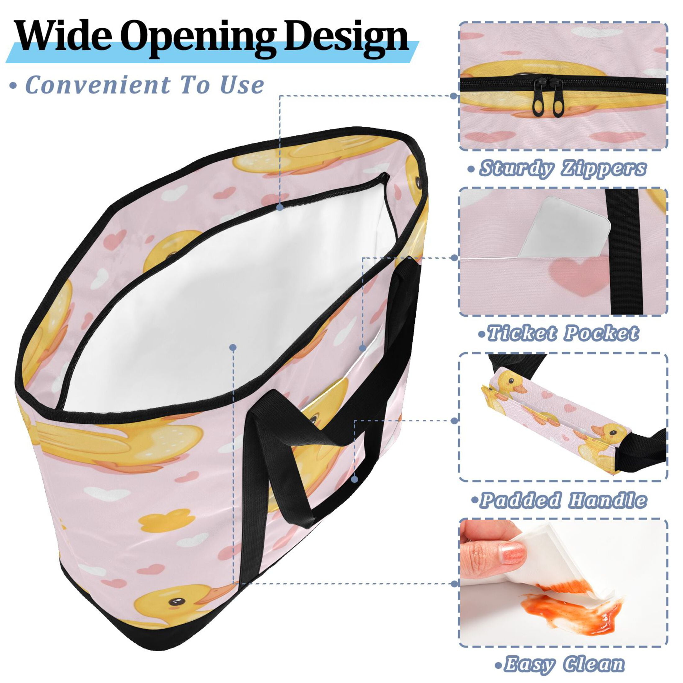 Large Hand-held Ice Pack Picnic Bag Insulation and Refrigeration Suitable for Shopping Picnics and Camping Cute Yellow Duckling
