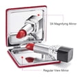 thumbnail image 4 of Compact Mirror, Glitter PU 1X/3X Magnification, Ultra Portable for Purses (Red), 4 of 6