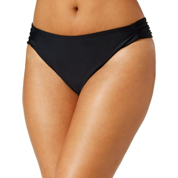 Island Escape Womens Ruched Side Bikini Bottom, Black, 24W