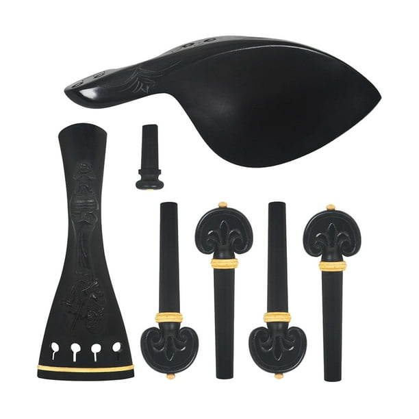 Mentonera de violín de ébano, 7 Uds., mentonera con 4 clavijas de afinación, juego de clavijas para violín 4/4-3/4