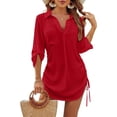 thumbnail image 1 of Femmes Maillot de Bain Cover Ups Maillot de Bain Coverup Drawstring Robe de Plage Chemise, 1 of 6