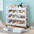 thumbnail image 2 of Kids Toy Storage Organizer with 12 Plastic Bins, 4-Tier Metal Toy Storage Rack, Metal Toy Organizer with Storage Bins for Kids Room, Playroom and Nursery, White, 2 of 6