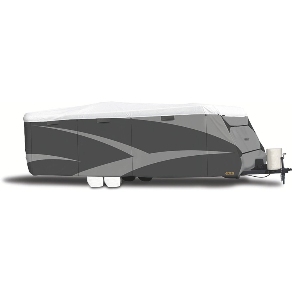 ADCO Travel Trailer Designer Series Tyvek Plus Wind RV Cover, Grey Polypropylene/White Tyvek