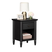 My Texas House Monroe 1-Drawer Nightstand with USB and Outlet, Black Oak Finish