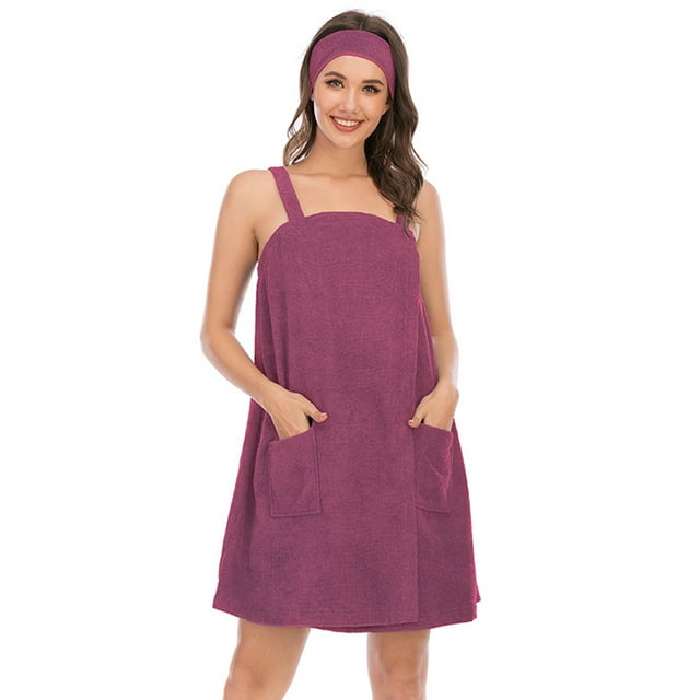Topcobe Peignoir Sans Manches pour Femmes avec Poche, S-2TG Violet