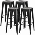 thumbnail image 2 of VINEEGO 30 Inches Metal Bar Stools High Backless Stackable Stools Indoor-Outdoor Counter Stools Set of 4 (Black), 2 of 7