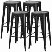 VINEEGO 30 Inches Metal Bar Stools High Backless Stackable Stools Indoor Counter Stools Set of 4 (Black)