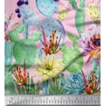 thumbnail image 3 of oneOone Tissu Polyester Lycra Imprimé Floral & Cactus 56 Pouces de Large, 3 of 3